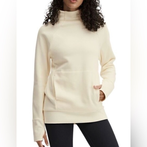 Fabletics Tops - Fabletics Zaylee Funnel Neck Long Sleeve Tunic Sweatshirt Pullover Ivory Size XS